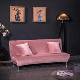 SFYZ HOME Velvet Armless Futon Slipcover,Stretch Silver Fox futon Cover, Modern Solid Color Sofa Bed Cover for for Futon Folding Bed Sofa (Pink,M-61-72.8in/155-185cm) SFYZ HOME