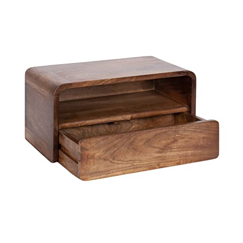 Kate and Laurel Kato Modern Wood Floating Side Table with Drawer, 18 x 10 x 9, Walnut Brown, Contemporary Wooden Floating Nightstand for Bedroom Bedside Table Kate and Laurel