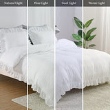White Ruffled Duvet Cover Twin, 2PCS Soft Washed Microfiber Vintage French Country Duvet Cover Set for Kids Girls, White, 68x90 in CAROMIO