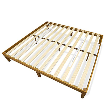 King Size Oak Platform Bed Frame with Sturdy Wooden Legs by East West Furniture - WoodArtSupply