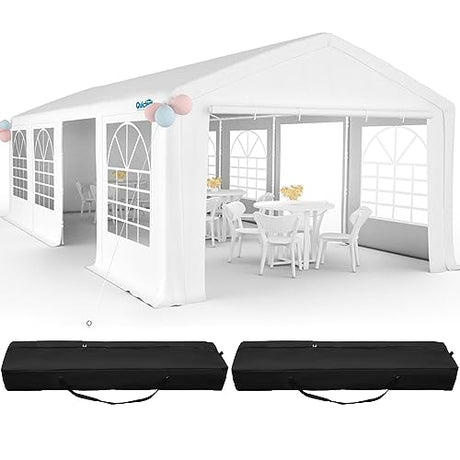 Quictent 13x26ft Party Tent Heavy Duty Outdoor Gazebo White Party Wedding Tent Canopy Shelter Carport with 4 Carry Bags Quictent