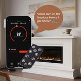 Modern Ember Patton White Mantel Package 64" W x 42" H with 42 Inch Electric Fireplace - 5 Flame Colors, 10 Ember Bed Colors, Log Kit & Crystal Embers | Alexa/WiFi Enabled Modern Ember