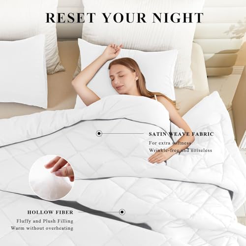 120x98 Oversized King Comforter,Super King Size Comforter Oversized, All Season Soft Lightweight Quilt Down Alternative Duvet Insert with 8 Corner Tabs(120x98, White) MIOTO