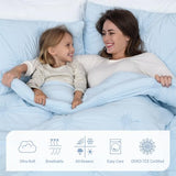 Swift Home Twin/Twin XL Baby Blue Comforter Set - Ruched 3D Floral Pintuck Bedding Set - 2 Pieces Bed Linen, 1 Comforter and 1 Pillow Sham Swift Home