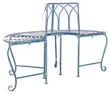 SAFAVIEH PAT5018C Outdoor Collection Abia Antique Blue Wrought Iron 50-inch Tree Bench SAFAVIEH