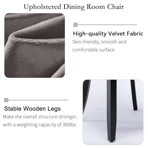 MELAABUU 7 Pieces Brown Extendable Dining Table Set, 63"-78.74" Expanding Modern Kitchen and Dining Room Table Set for 6, Rectangle Wooden Extendable Dining Table and Grey Velvet Upholstered Chairs MELAABUU