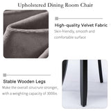 MELAABUU 7 Pieces Brown Extendable Dining Table Set, 63"-78.74" Expanding Modern Kitchen and Dining Room Table Set for 6, Rectangle Wooden Extendable Dining Table and Grey Velvet Upholstered Chairs MELAABUU