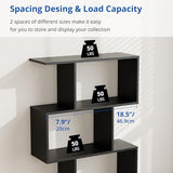 Cozy Castle Set of 2 Geometric Bookcase, S-Shaped Modern Bookshelf, Room Divider Bookshelf, 62" Tall Unique Abstract Bookcase with 5-Tier Display Shelf for Living Room Office, White & Black Cozy Castle