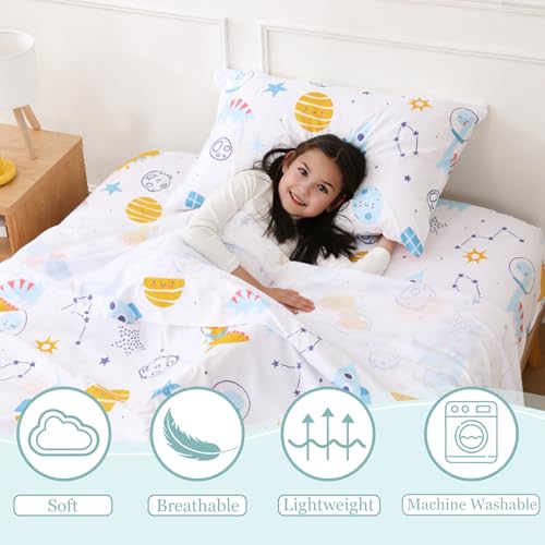 CIMVI Full Size Sheet Sets Kids Spcace Dinosaur Bed Sheets for Boys 15-Inch Deep Pocket Fitted Sheet Soft Breathable Microfiber Bedding Sets with Pillowcases 4 Pieces CIMVI