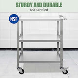 Hally Stainless Steel Utility Cart 3 Tier NSF Commercial Heavy Duty Metal Mobile Food Rolling Cart with Handle and Wheels for Kitchen, Restaurant, Hospital, Laboratory and Home, 24" L x 16" W x 34" H HALLY SINKS & TABLES H