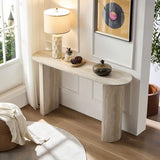 LKTART 55" MDF Console Table for Entryway, Narrow Entryway Table with Faux Mars Marble Pattern, Couch Table Behind Sofa with Curved Legs for Living Room Hallway Foyer LKTART