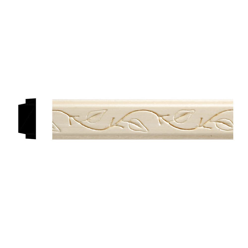 1425-4WHW Unfinished White Hardwood Vine Embossed Trim Moulding - WoodArtSupply