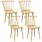 GOFLAME Windsor Dining Chairs Set of 4, Solid Wood Kitchen Chairs with Ergonomic Spindle Back, 400 LBS Weight Capacity, Farmhouse Armless Side Chairs for Dining Room, Living Room, Natural GOFLAME