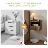 BuildHom Modern Fluted Floating Nightstand Wall Mounted Set of 2- Bedside Table with Storage Drawer & Display Shelf, Minimalist Bedroom Furniture for Studio Apartments(Rustic Brown) BuildHom