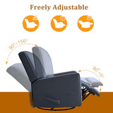 KeyEnergy Manual Rocker Recliner Chair for Adults, High Back Glider with Deep Seat, Upholstered Fabric Armchair for Living Room & Nursery (Blue Linen)