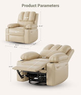 MegaChoice Oversized Manual Recliner Chair, Adjustable Home Theater Seating with Lumbar Support & Footrest, PU Leather Lounge Chair with Side Pocket for Living Room, Bedroom, Nursery
