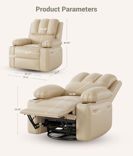 MegaChoice Oversized Manual Recliner Chair, Adjustable Home Theater Seating with Lumbar Support & Footrest, PU Leather Lounge Chair with Side Pocket for Living Room, Bedroom, Nursery MegaChoice