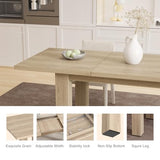 Halitaa Extendable Dining Room Table for 6-10 Person, 55'' to 78'' Rustic Expandable Rectangle Dining Table, Meeting for Small Kitchens, Dining Office Areas, Oak Halitaa