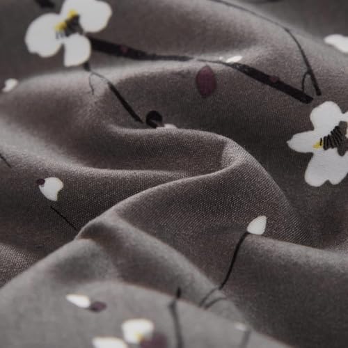 WONGS BEDDING 7 Pieces Bed in a Bag King, Floral Reversible Comforter Set Flower Plum Bedding Set King Size（1 Comforter,2 Pillowcase,2 Pillow Shams,1 Flat Sheet,1 Fitted Sheet） WONGS BEDDING