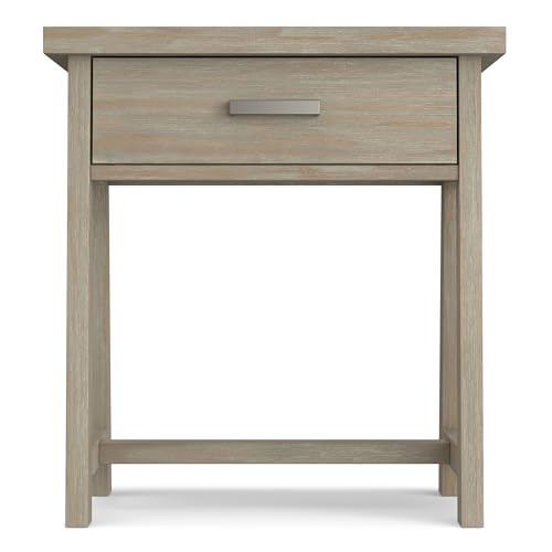 SIMPLIHOME Sawhorse SOLID WOOD 24 Inch Wide Modern Industrial Bedside Nightstand Table in Distressed Grey, For the Living Room and Bedroom - WoodArtSupply