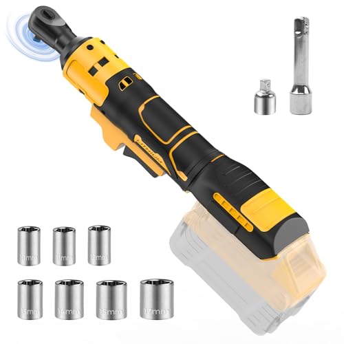 3/8" Cordless Ratchet Wrench Compatible with Dewalt 20V Battery(No Battery) Power Ratchet Wrench Tool Kit,7CS Sockets,Extension Bar,1/4" Adaptor,Variable Speed Trigger - WoodArtSupply