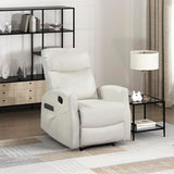 Lexicon Manual Recliner Chair, Wall Hugger Reclining Chair, Faux Leather Nursery Recliner, Tab Pull Reclining, Magazine Pocket, for Living Room/Theater Seating/Apartment, Easy Assembly, Beige