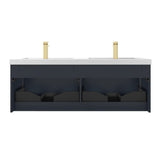 Positano All Wood Floating Bathroom Vanity with Acrylic Sink (60" w/Acrylic Sink, Night Blue) Blossom