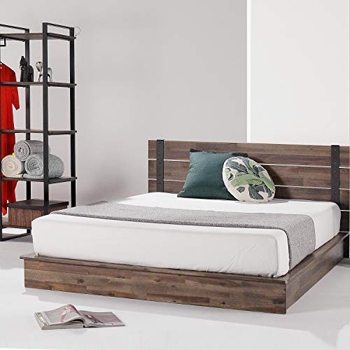 ZINUS Brock Acacia Wood and Metal King Platform Bed Frame - No Box Spring Needed, Easy Assembly - WoodArtSupply