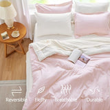 Kozyhvn Full Size Comforter Sets for Girls, Pink and White Comforter Reversible, 7 Pieces Soft Bed in a Bag Full with Comforter, Sheets, Pillowcases & Shams, All Seasons Boho Full Bed Set Kozyhvn