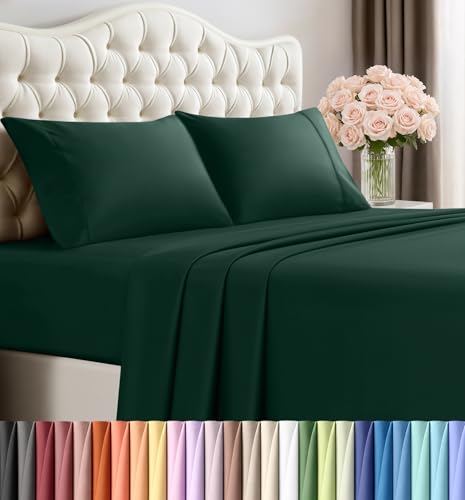 Utopia Bedding Queen Size Sheet Set – 4 Piece Bed Sheets, Soft and Breathable Microfiber, Includes 1 Fitted Sheet, 1 Flat Sheet and 2 Pillowcases – Oeko-Tex - (Emerald Green) Utopia Bedding
