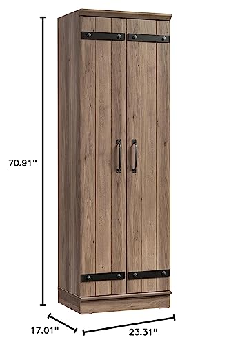 Sauder HomePlus 2-Door Farmhouse Storage Cabinet/Pantry cabinets, Salt Oak Finish - WoodArtSupply