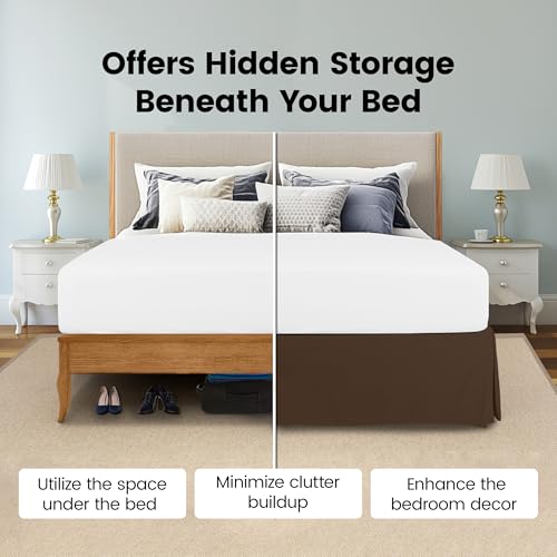 Utopia Bedding Full Bed Skirt - Soft Quadruple Pleated Ruffle - Easy Fit with 16 Inch Tailored Drop - Hotel Quality, Shrinkage and Fade Resistant (Full, Brown) Utopia Bedding