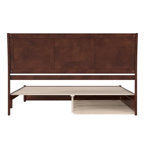 AFI, Andorra King Platform Bed with Panel Footboard & Twin XL Trundle, Walnut AFI