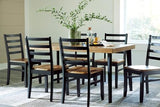 Signature Design by Ashley Blondon Rectangular Dining Room Table Set with 6 Chairs, Chevron Pattern, Tapered Legs, Seats 6, Wood, 60" Long, Brown & Black Signature Design by Ashley