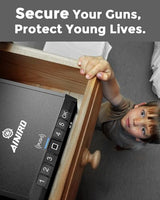 AINIRO Gun Safe for Pistols - Biometric Gun Safe for Handgun, Quick-Access Gun Lock with Fingerprint Identification or Key Pad, Firearm Storage Home Bedside Nightstand Car AINIRO