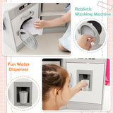 HONEY JOY Corner Kids Kitchen Playset, Wooden Play Kitchen for Toddlers, Range Hood, Water Circulation, Water Dispenser, Storage Box, Little Chef Pretend Toy Kitchen Set w/Lights & Sounds, Gray HONEY JOY