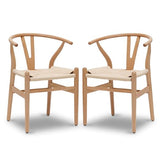 Poly and Bark Weave Modern Wooden Mid-Century Dining Chair, Hemp Seat, Natural (Set of 2) POLY & BARK
