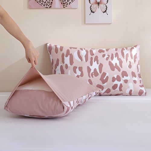 JANZAA Comforter Set Queen Size Beige Leopard Print Bedding Set Chic & Stylish Animal Cheetah Print Cozy Soft 3 Pieces Bedding for Bedroom, 1 Bed Sets(90''x90'') with 2 Pillow Shams(20''x26'') JANZAA