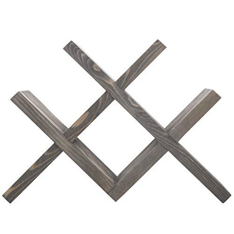 MyGift Vintage Gray Wood 4-Bottle Countertop Wine Storage Rack, Wine Bottle Tabletop Display Holder MyGift