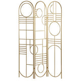 Deco 79 Metal Geometric Room Divider Screen - Hinged Foldable Arched Partition 3 Panel Privacy Screen, 50" x 1" x 69", Gold Deco 79