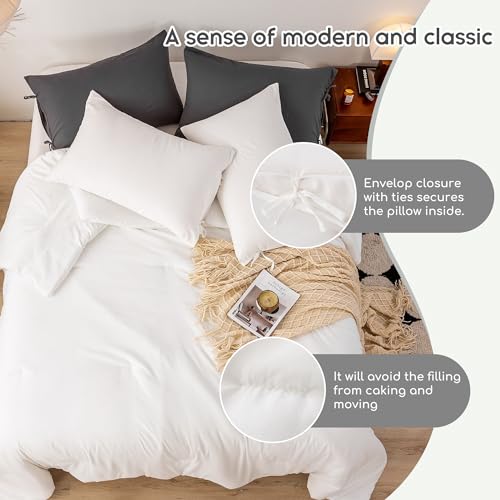 BOHOPOPM White Comforter Twin/XL Size Single Bed - Lightweight Super Soft Cozy Modern Polycotton Bedding Blanket Quilt Set for Kid Teen Boy Children All Season - 1 Solid Comforter and 1 Pillowcase BOHOPOPM