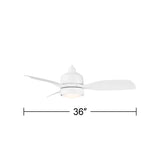 Casa Vieja 36" Verdin Modern Indoor Outdoor Ceiling Fan 3 Blade LED Light Remote Control Matte White Finish Blades Bedroom Patio Living Room Kitchen Porch Damp Rated Decorative Dimmable Garage Casa Vieja