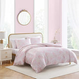 Betsey Johnson - Queen Duvet Cover Set, Silky Smooth Bedding with Shiny Satin Weave & Internal Corner Ties, 3 Piece Bed Set with Matching Pillowcases (Butterfly Garden Pink) Betsey Johnson