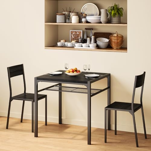 Gizoon Dining Table Set for 2, 3 Piece Kitchen Table with 2 Chairs for Small Space, Apartment, Kitchen, Dining Room, Space-Saving Gizoon