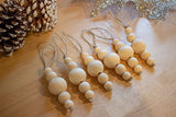Sage in Thyme Boho Christmas Tree Ornaments Rustic Wooden Beads Natural Modern Minimalist Xmas Decorative for Home Decor Christmas Tree Bohemian Holiday Set of 12 (Wood Natural) sage in thyme