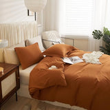 AZMTOP Washed Duvet Cover 3 Pcs(1 Duvet Cover with 2 Pillowcases) Full Size,All Season Use Soft Breathable Comforter Covers Simple Solid Style,Kid Adult Bedding Set Terrocotta 80"X90" AMZTOP