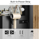 Yanosaku Vanity Desk & Power Outl, Makeup Vanity with Mirror and 12 LED Lights, Makeup Table with 11 Drawers, Vanity Table with Chair，Vanity Set 3 Lighting Modes Brightness Adjustable(Black) Yanosaku