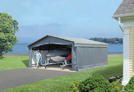 Arrow Carports Enclosure Kit for Galvanized Steel Carport, Fabric Carport Wall Panels, 20' x 20' x 7' Arrow