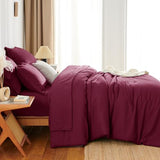 HIMEET Full Size Comforter Sets - 7 Pieces Bed in a Bag Full, Luxury Comforter Set with Sheets for All Season, Bed Set with Comforter, Flat Sheet, Fitted Sheet, Pillowcases & Shams, Burgundy HIMEET