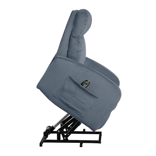 Lexicon Power Lift Recliner Chair for Elderly with Remote Control, Gentle Lift Motion, Side Pocket Armrest, Corduroy Upholstered Electric Recliner for Living Room/Bedroom, Easy Assembly, Midnight Blue